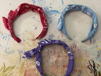 Bandana Knot Headbands - Set of 3 (Pink, Blue, Purple) Paisley Print Hair Accessories