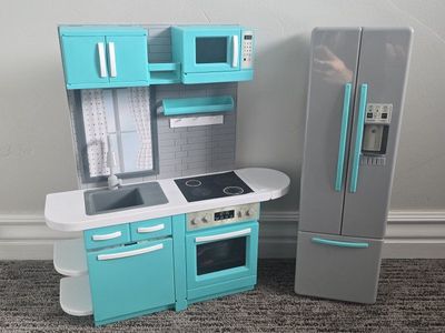 Our Generation Awesome Academy Kitchen & Fridge Set for 18-inch Dolls - Teal & Gray