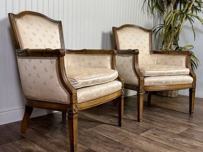 Vintage Mid-Century Directoire-Style Bergère Armchairs