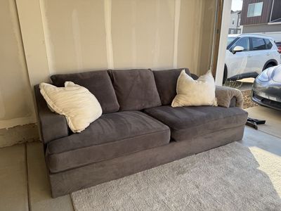 Comfortable Dark Gray Fabric Sofa Couch with down cushions