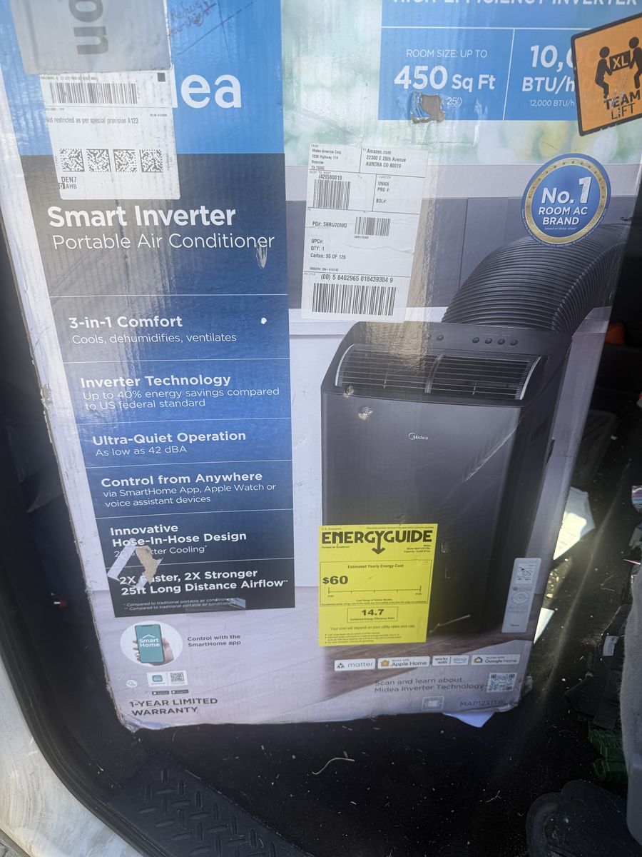 New Midea Duo 12,000 BTU AC unit High Efficiency Inverter, Ultra Quiet Portable Air Conditioner