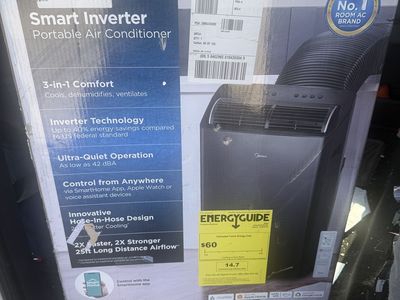 New Midea Duo 12,000 BTU AC unit High Efficiency Inverter, Ultra Quiet Portable Air Conditioner