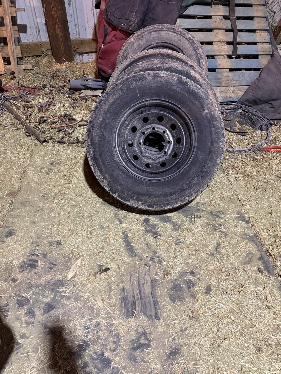 HD trailer tires 235/85R16 Trailer Tires on Black Steel Wheels - Set of 4