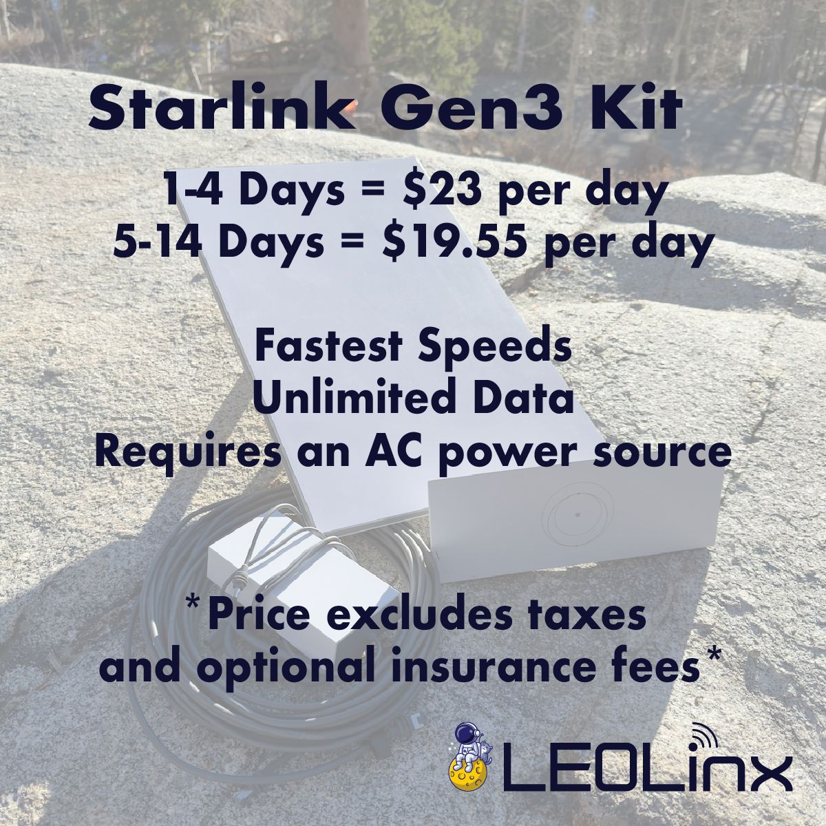 Starlink High Speed Internet Rentals - Unlimited Data - $23 Per Day