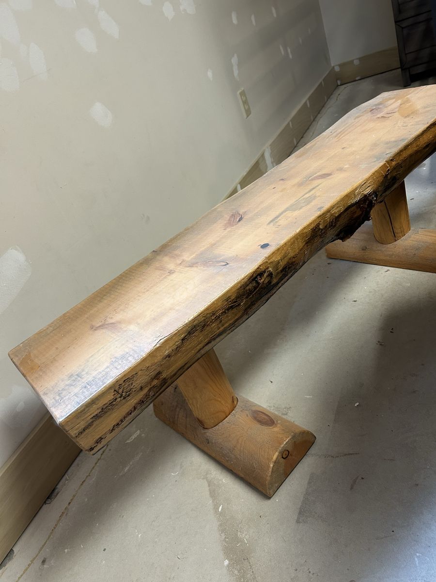 Rustic Live Edge Wood Benches (2) with - Natural Wood Tone, Unique Seating