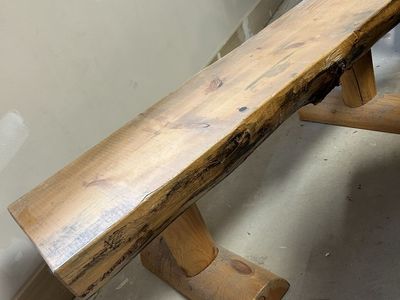 Rustic Live Edge Wood Benches (2) with - Natural Wood Tone, Unique Seating