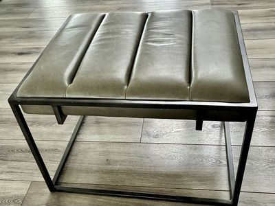 Faux Leather/Metal Ottoman