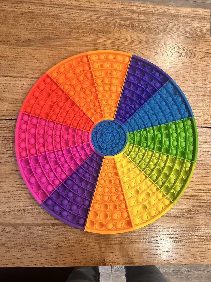 Jumbo Rainbow Pop It Fidget Toy Giant Circular Silicone Bubble Popper