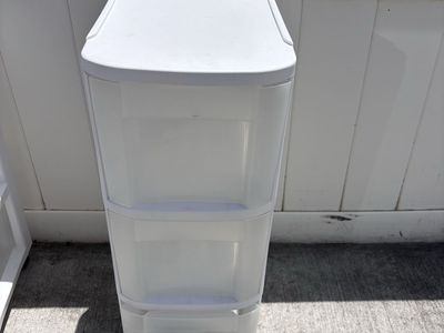 Clear 3 Storage Drawers On Wheels 16x27x10