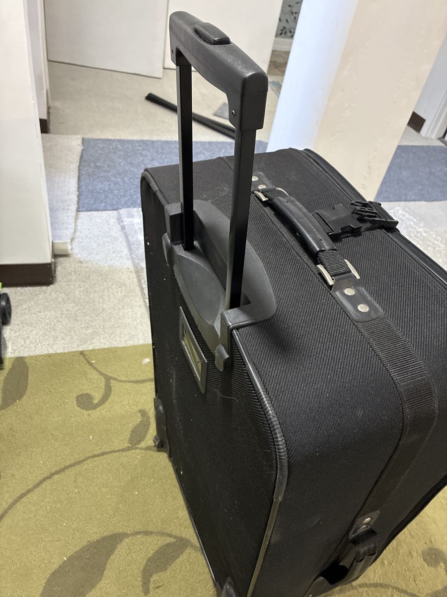 Black Rolling Suitcase - Expandable Luggage with Retractable Handle