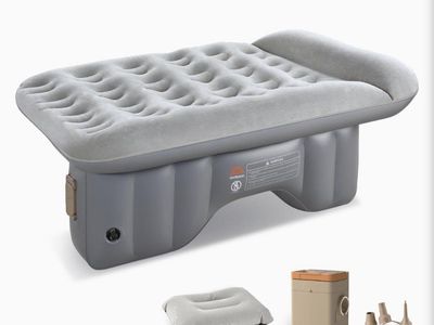 Coverado Inflatable Wireless Car Back Seat Air Mattress with Built-In Pump and Pillow
