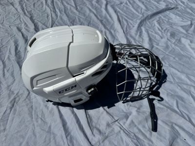 CCM Hockey Helmet White with Cage - Youth/Junior Size, Excellent Condition