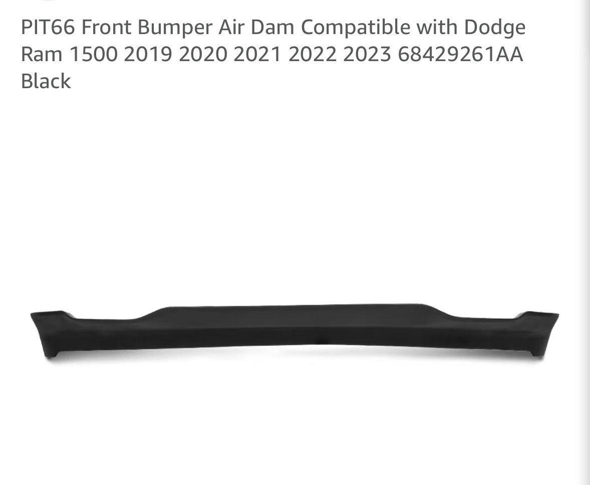 PIT66 Front Bumper Air Dam for Dodge Ram 1500 (19-23) - Black - P/N: 68429261AA