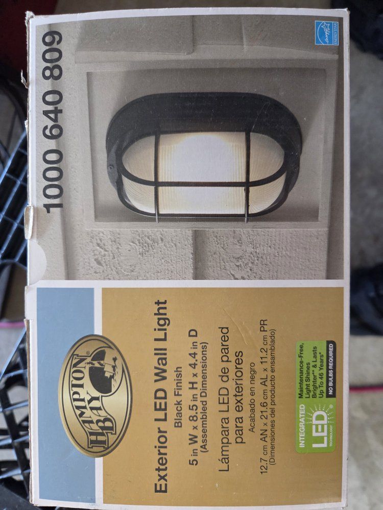 Hampton Bay Exterior LED Wall Light - Black Finish, Energy Star, Integrated LED, No Bulbs Required