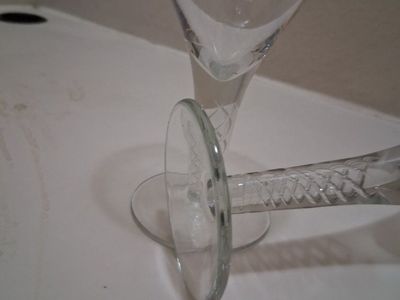 Set of 6 Vintage Clear Crystal Stemware Glasses with Etched Twist Stem