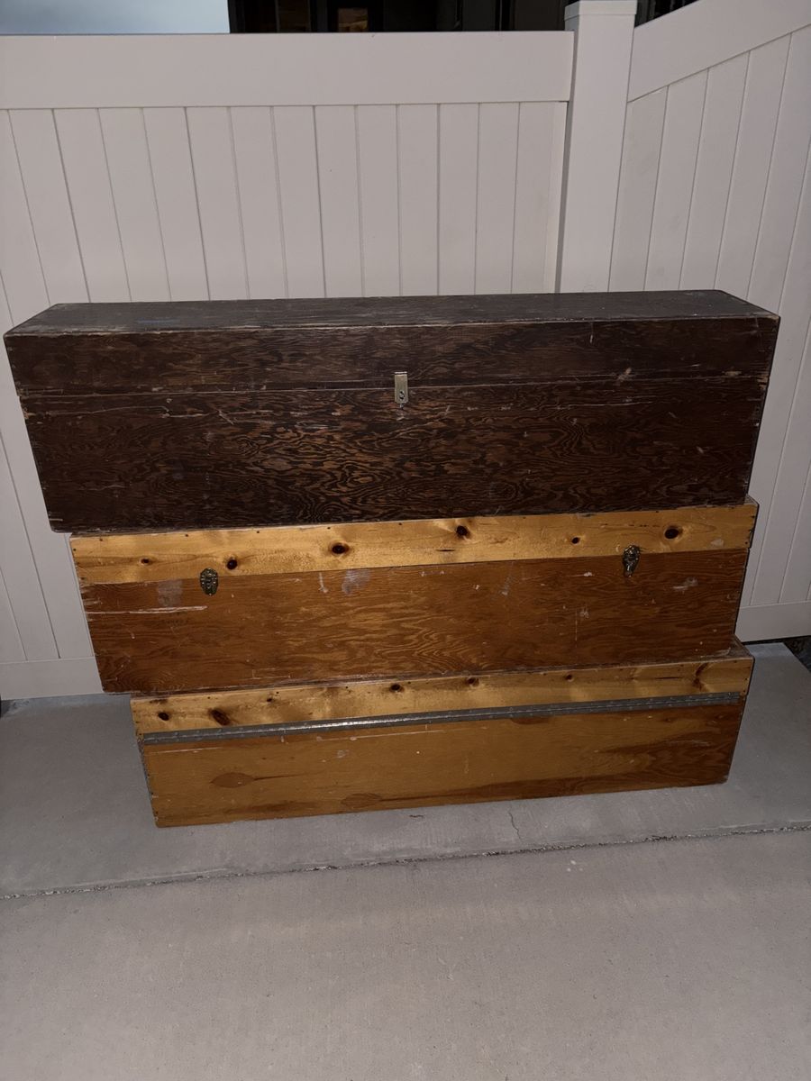 Springbar Tent Pole Cases - Vintage Wooden Storage Boxes (Set of 3)