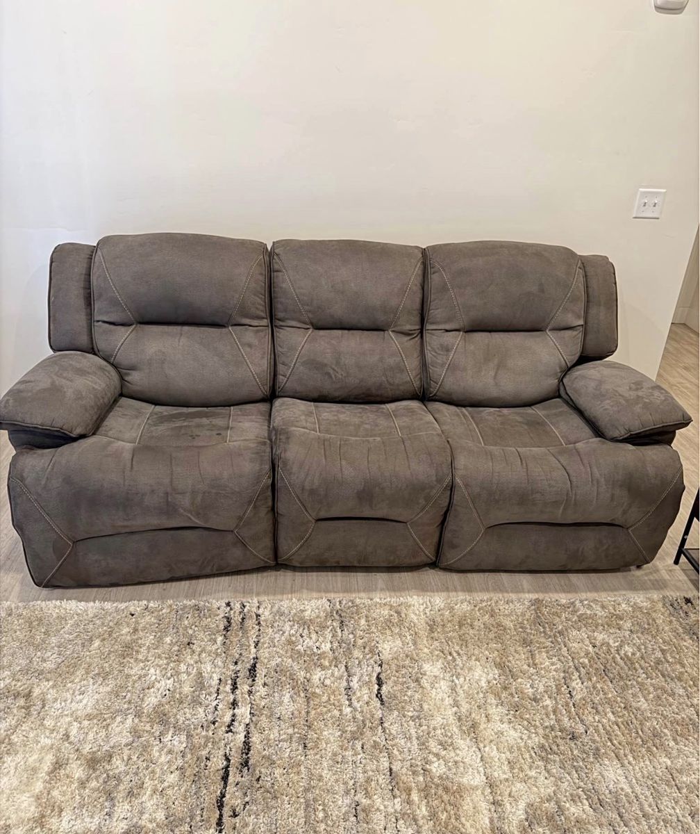 Gray Microfiber Power Reclining Sofa