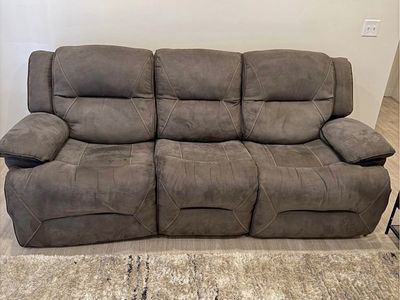 Gray Microfiber Power Reclining Sofa
