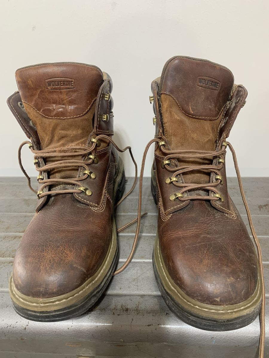 Wolverine Men's Brown Leather Work Boots - Size 11 D, Soft Toe