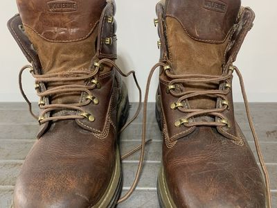 Wolverine Men's Brown Leather Work Boots - Size 11 D, Soft Toe