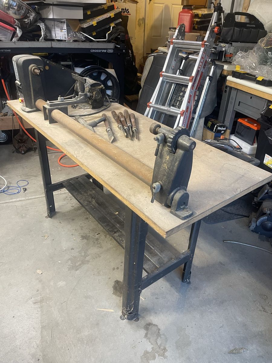 Vintage Craftsman Wood Lathe with Bench, Includes Lathe Tools