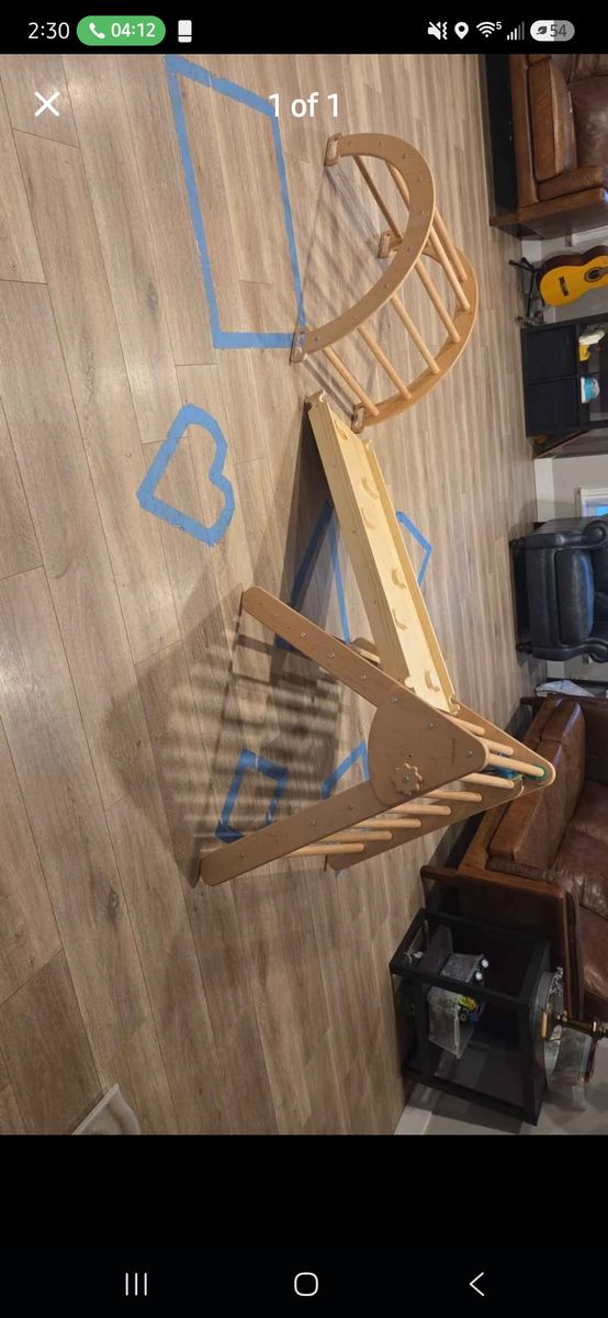 Wooden Pikler Triangle Climbing Set with Ramp & Rocker