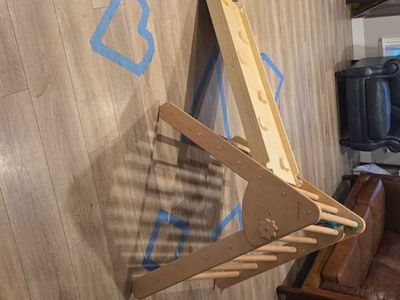 Wooden Pikler Triangle Climbing Set with Ramp & Rocker