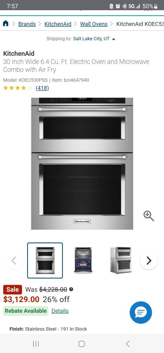 new KitchenAid 30"oven/microwave comb. free delivr