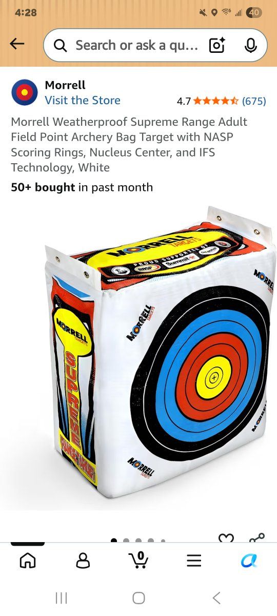 Morrell Weatherproof Supreme Range Adult Field Point Archery Bag Target with NASP Scoring Rings, White