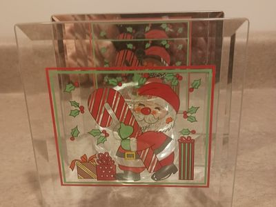 Glass Santa candle holder