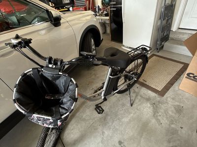GOCO Electric Bike with Front Basket and Rear Rack - Silver/Black, only road twice
