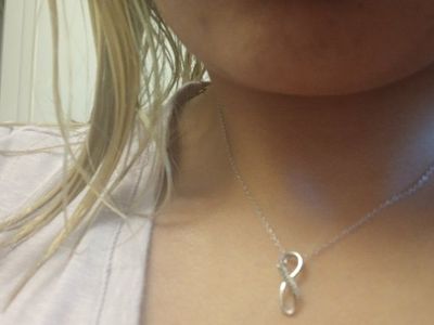 Silver-Tone diamond Infinity Symbol Pendant Necklace - Delicate Chain