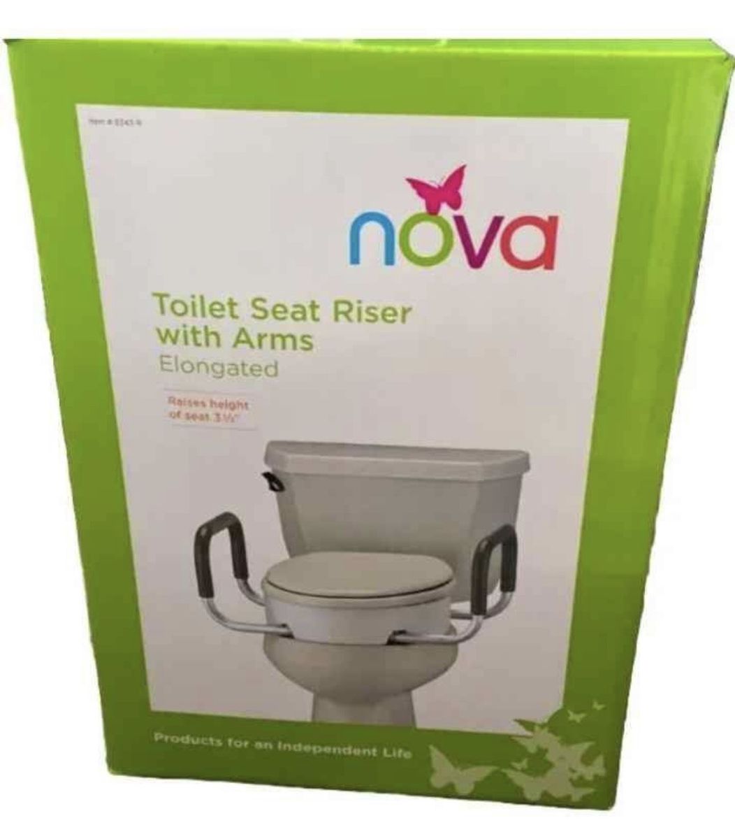 NOVA Toilet Seat Riser with Handles, White