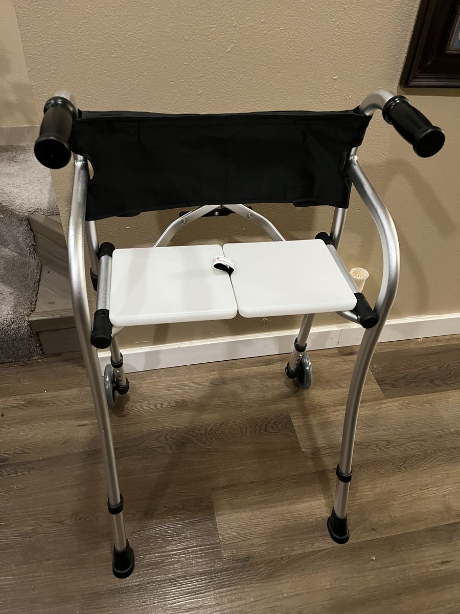 Lightweight Foldable Walker W/ Seat And Organizer
