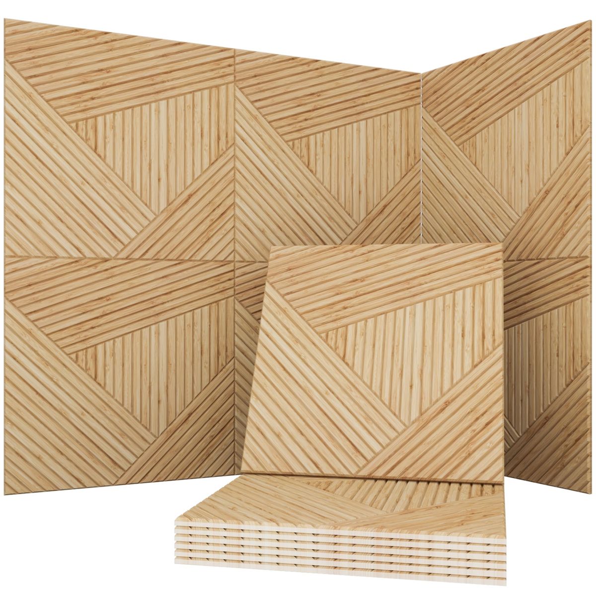Soon Global Decorative Acoustic Wall Panels 6-Piece Set Timber Spiral