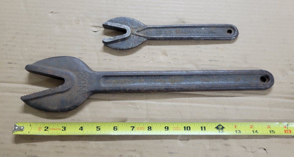 Vintage Whitman & Barnes Bull-Dog No. 2 & No. 3 Alligator Wrenches - Lot of 2