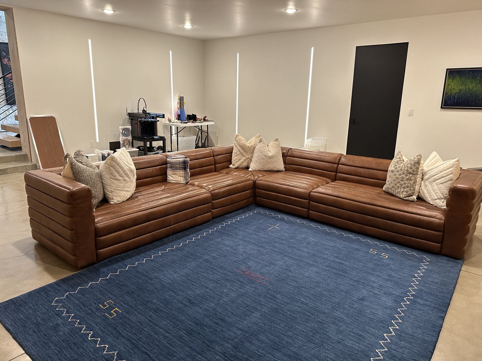 CB2 Leather 5 piece Modular Sectional