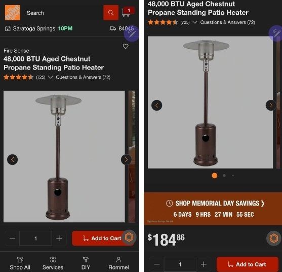 Fire Sense Standing Outdoor Patio Heater
48,000 BTU Aged Chestnut Propane