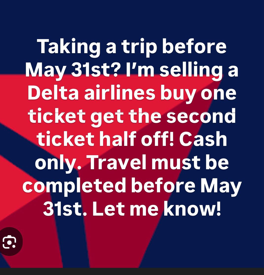 Buy one Delta plane ticket and get the second ticket for half off the price of the first ticket!