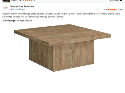 Coaster Home Furnishings Zetta Square Coffee Table, Mango Brown, Rustic Farmhouse Style
