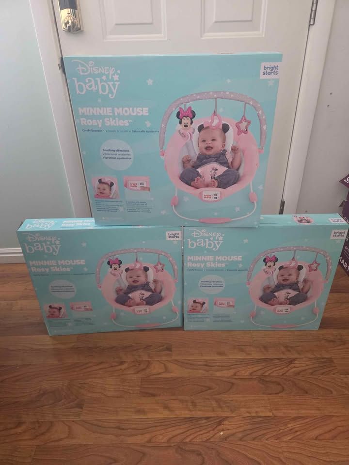 Bright Starts Disney Baby Minnie Mouse Rosy Skies Comfy Bouncer