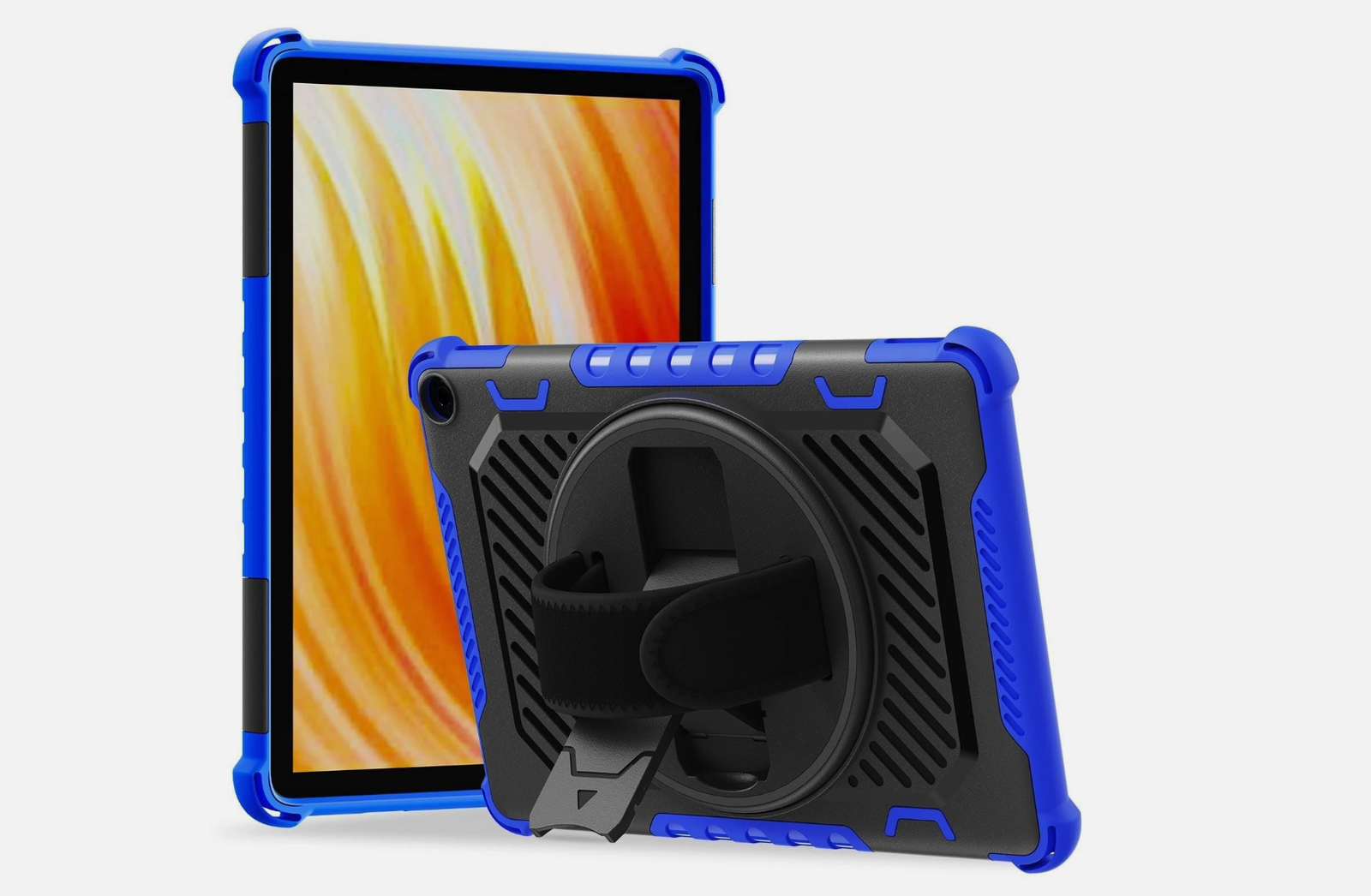 TASSKTO Amazon Fire HD 10 & 10 Plus Case 13th Gen 360 Stand Hand Strap Blue
