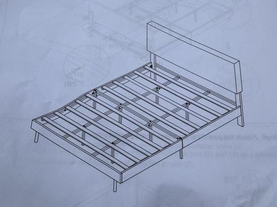 New King Upholstered Platform Bed Frame – Beige