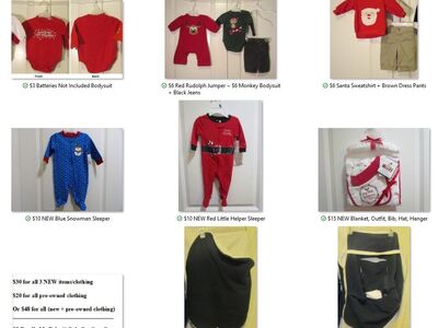 Infant Baby Boy Christmas Clothes Outfits Sleepers Shirts Pants Size 0-3 Months-GUC