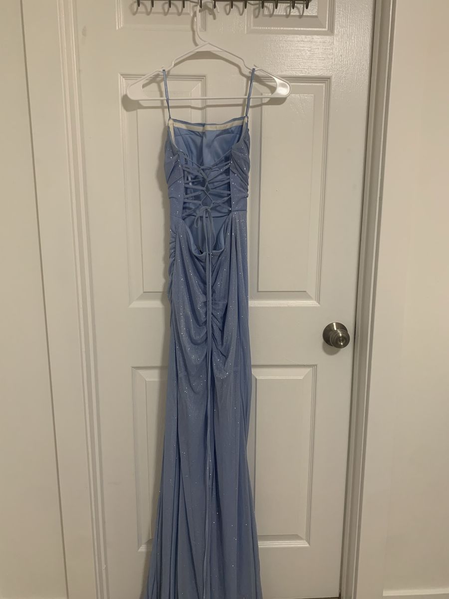 Dillards Light Blue Glittery Formal Prom Dress Size 1/2