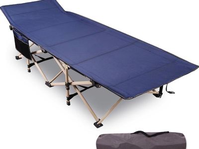 Brand new Folding Camping Cot Portable Sleeping Bed Heavy Duty 75" x 28" Blue with Carry Bag