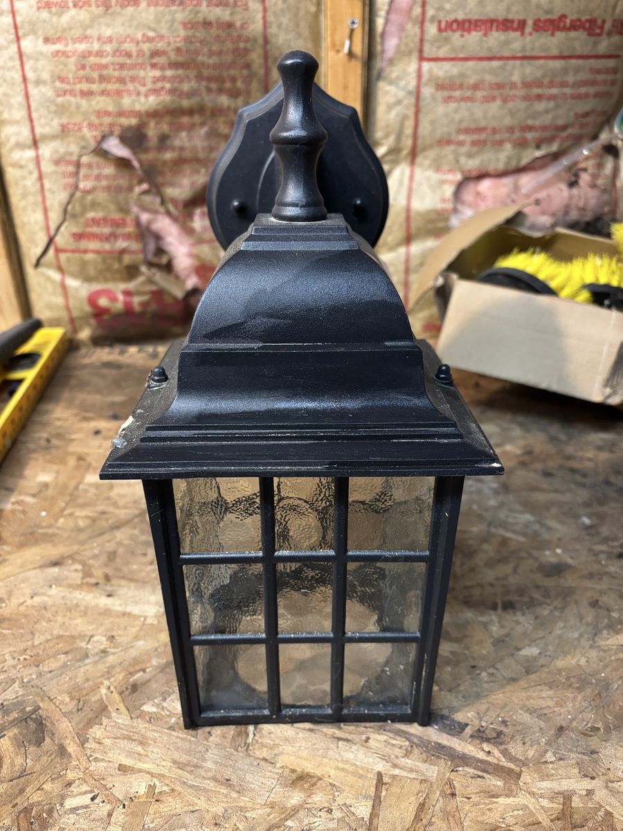 Outdoor Black Wall Sconce Light Fixture with Seeded Glass Panel