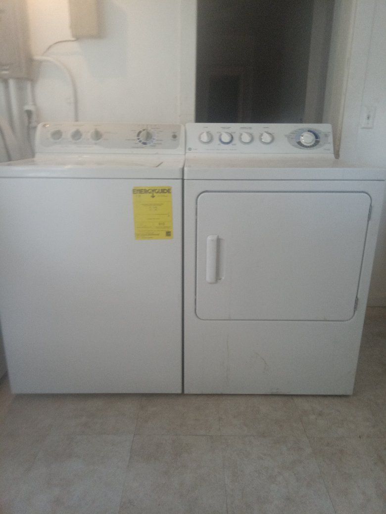 GE White Top-Load Washer and Electric Dryer Set