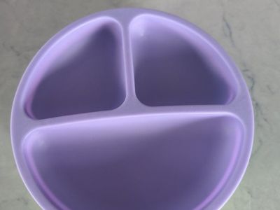 Silicone Divided Baby Plates, Set of 3 (Green, Blue, Purple) - Toddler Feeding Dishes