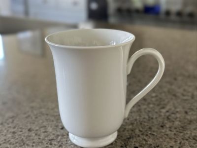 8 White Porcelain Pottery Barn Mugs
